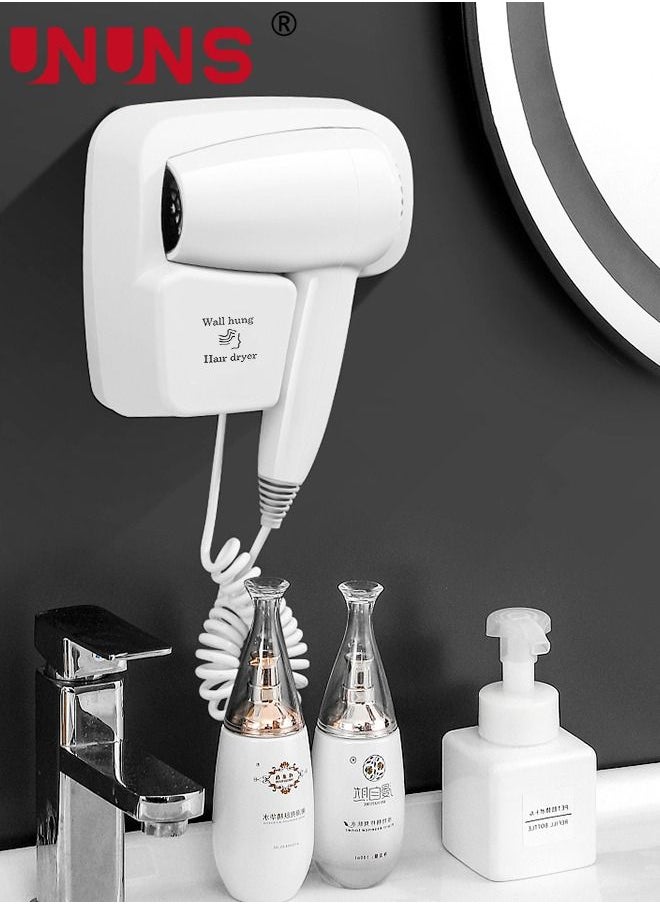 UNUNS - Wall Mounted Hair Dryer,Hair Dryers With Stand Rack For Bathroom,Specialised Blow Dryer For Salon,Fast Drying,For Hotel Bathroom Home And Travel - Image 1