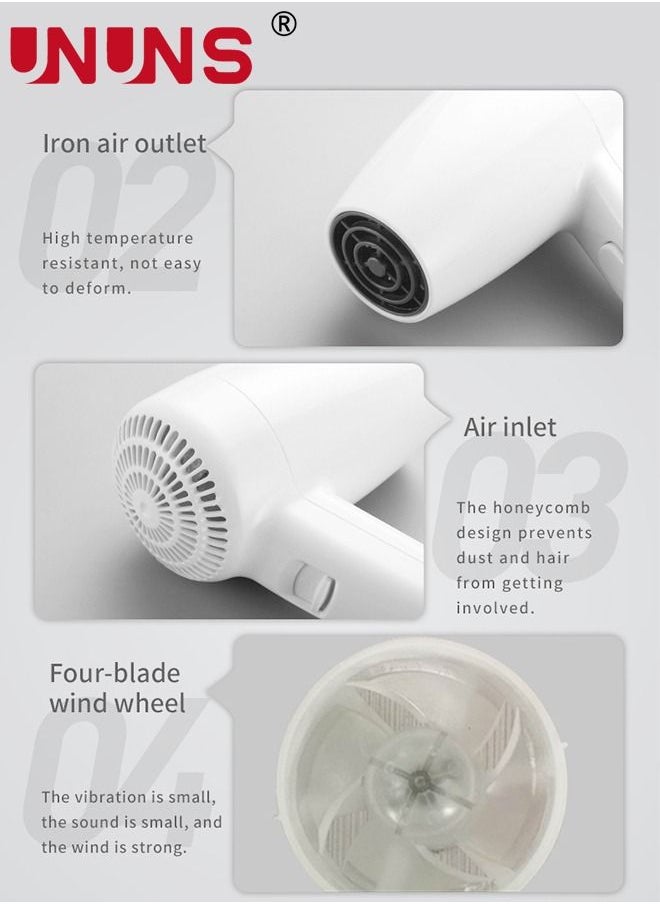 UNUNS - Wall Mounted Hair Dryer,Hair Dryers With Stand Rack For Bathroom,Specialised Blow Dryer For Salon,Fast Drying,For Hotel Bathroom Home And Travel - Image 1