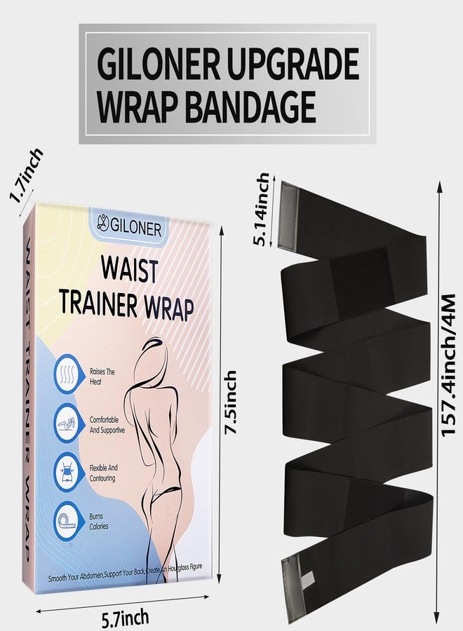 Giloner Upgraded Waist Trainers For Women Belly Fat,Postpartum Belly Wrap For Tummy Control,Bandage Wrap Waist Trainer. Black - Image 2
