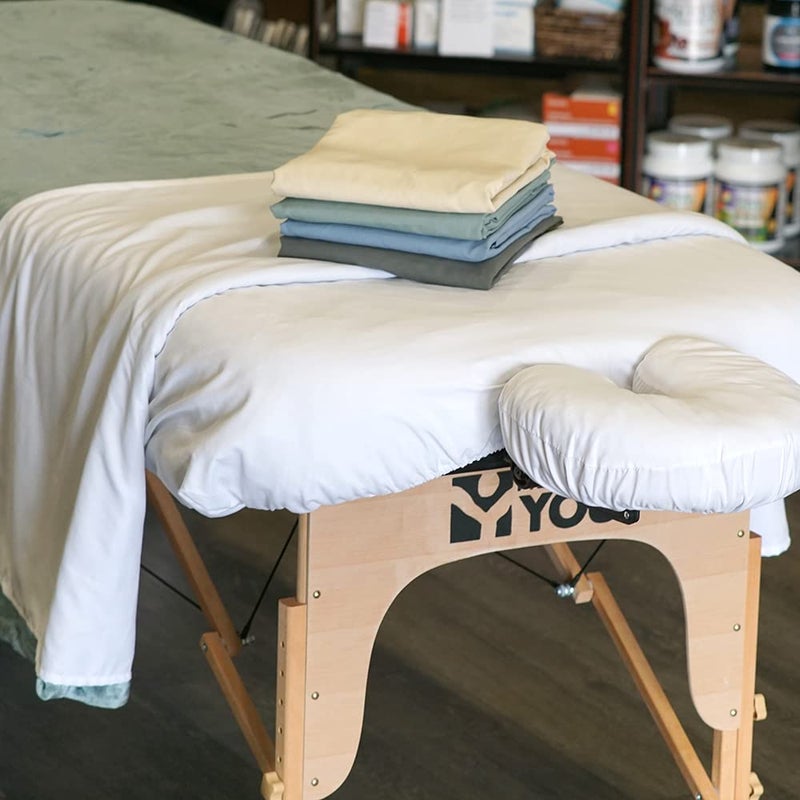 Healthy You Microfiber Massage Spa Table Sheets 3pc Set - Wrinkle-Resistant, Includes Flat, Fitted Sheet and Massage Face Rest Cover (Ocean) - Image 4