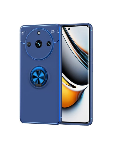غطاء حماية لهاتف Realme 11 Pro Plus 5G مع حامل مغناطيسي للسيارة وحلقات مغناطيسية ومضاد للخدش ومضاد للصدمات وغطاء خلفي متين لحماية الجسم بالكامل لهاتف Realme 11 Pro Plus 5G