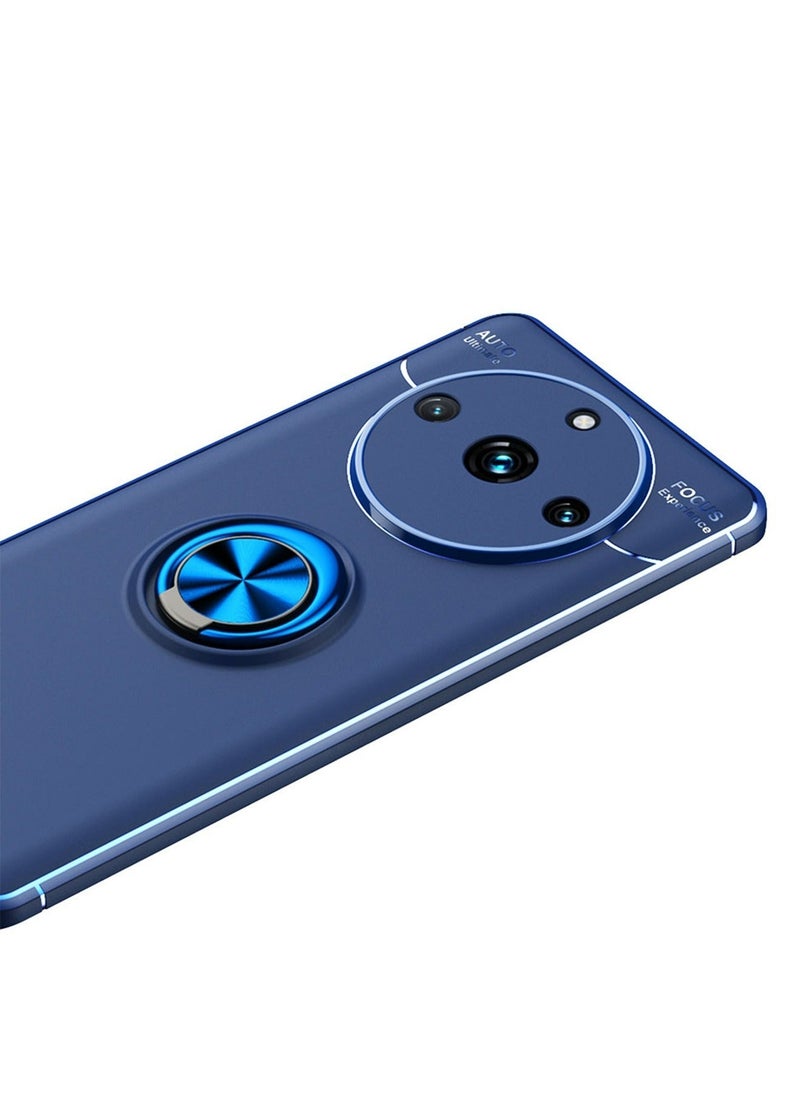 غطاء حماية لهاتف Realme 11 Pro Plus 5G مع حامل مغناطيسي للسيارة وحلقات مغناطيسية ومضاد للخدش ومضاد للصدمات وغطاء خلفي متين لحماية الجسم بالكامل لهاتف Realme 11 Pro Plus 5G