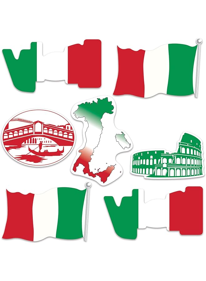 إيروريكس 53674 قطع إيطالية مقطوعة 14 قطعة ديكورات إيطالية دولية حول العالم لوازم حفلات 12 بوصة 16 بوصة أحمر أبيض أخضر أسود - Image 2