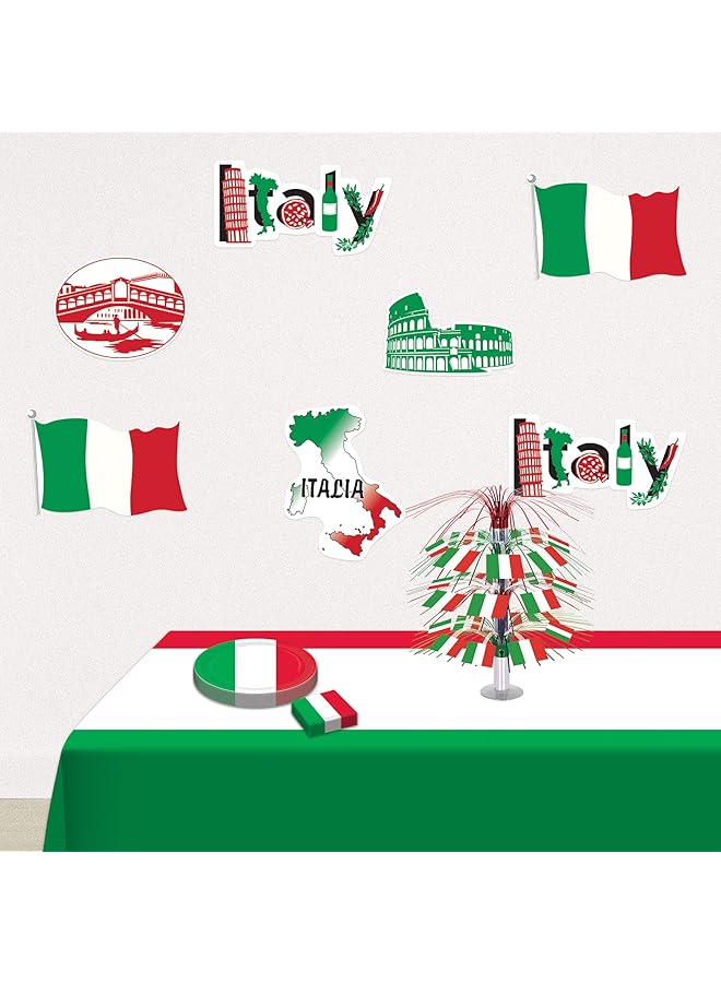 إيروريكس 53674 قطع إيطالية مقطوعة 14 قطعة ديكورات إيطالية دولية حول العالم لوازم حفلات 12 بوصة 16 بوصة أحمر أبيض أخضر أسود - Image 5