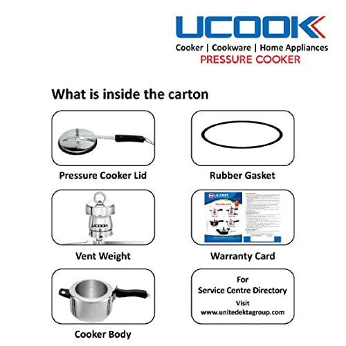 UCOOK يوكوك من يونايتد إكتا جروب، قدر ضغط غير تحريضي من الألمنيوم بسعة 1.5 لتر مع غطاء داخلي، فضي - Image 5