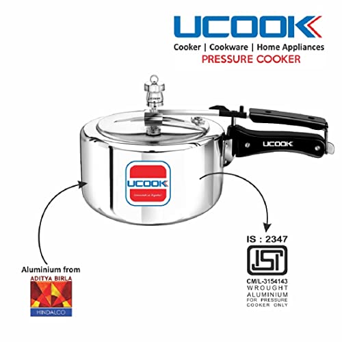 UCOOK يوكوك من يونايتد إكتا جروب، قدر ضغط غير تحريضي من الألمنيوم بسعة 1.5 لتر مع غطاء داخلي، فضي - Image 3