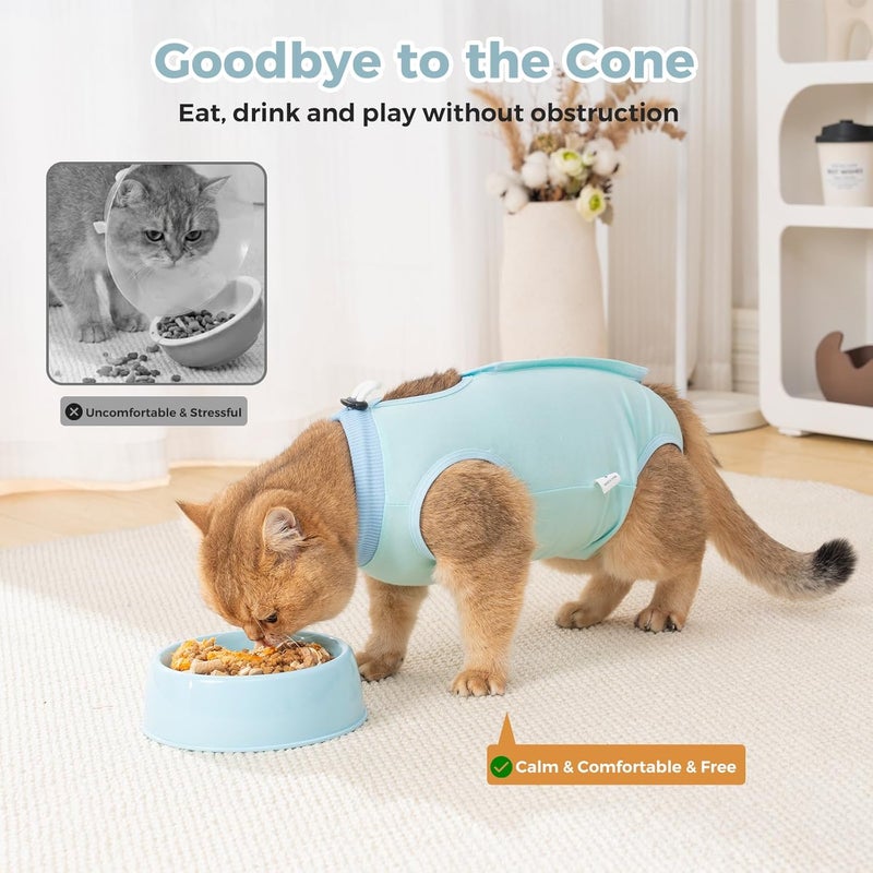 Avont Cat Recovery Suit for Surgery, Breathable Anti-Licking Onesie for Kittens, Post-Operative Protective Bodysuit, Comfortable Alternative to E-Collar -Mint (M) - Image 5
