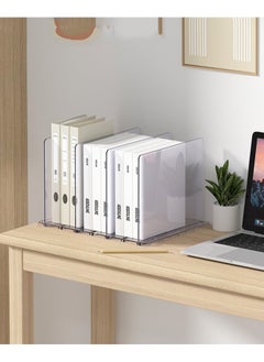 CityRiya-Long Desk File Organizer, File Sorter Office Desktop Organizer, 4 Section File Folder Holder Stand, Paper File Rack, File Sorter Bookcase Supplies Storage Box, Bookshelf for Home, Office  - Image 2