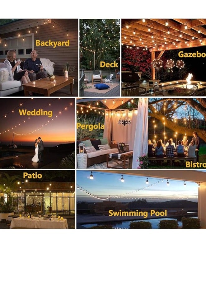 ESNCO 33FT Outdoor String Lights, Electric Plug-In Festoon Lights 10 Meter 20 LED Bulbs Warm White, Outdoor Waterproof Decorative Hanging Light String for Patio Garden Porch Yard  - Image 3