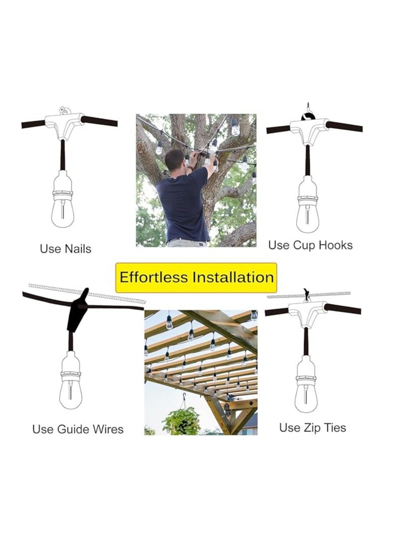 ESNCO 33FT Outdoor String Lights, Electric Plug-In Festoon Lights 10 Meter 20 LED Bulbs Warm White, Outdoor Waterproof Decorative Hanging Light String for Patio Garden Porch Yard  - Image 4