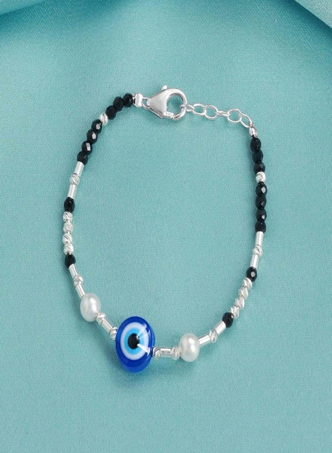 ZAVYA 925 Sterling Silver Cubic Zirconia Evil eye Silver Plated Plating Charm Bracelet | Gift for Kids and Babies | With Certificate of Authenticity and 925 Hallmark - Image 2