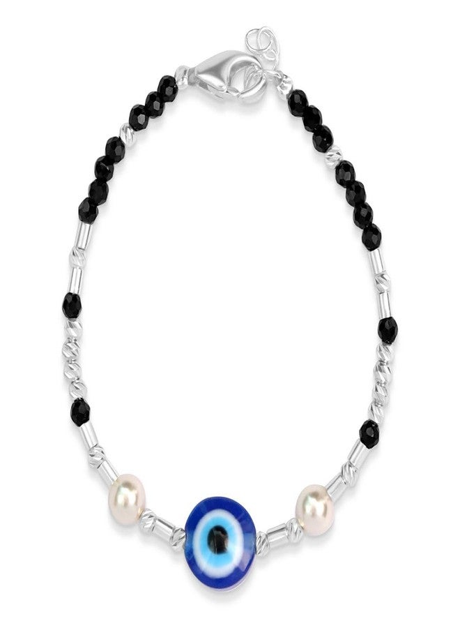 ZAVYA 925 Sterling Silver Cubic Zirconia Evil eye Silver Plated Plating Charm Bracelet | Gift for Kids and Babies | With Certificate of Authenticity and 925 Hallmark - Image 1