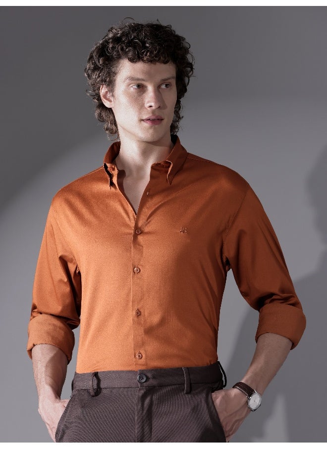 Beyoung - Rust Orange Satin Shirt - Image 1