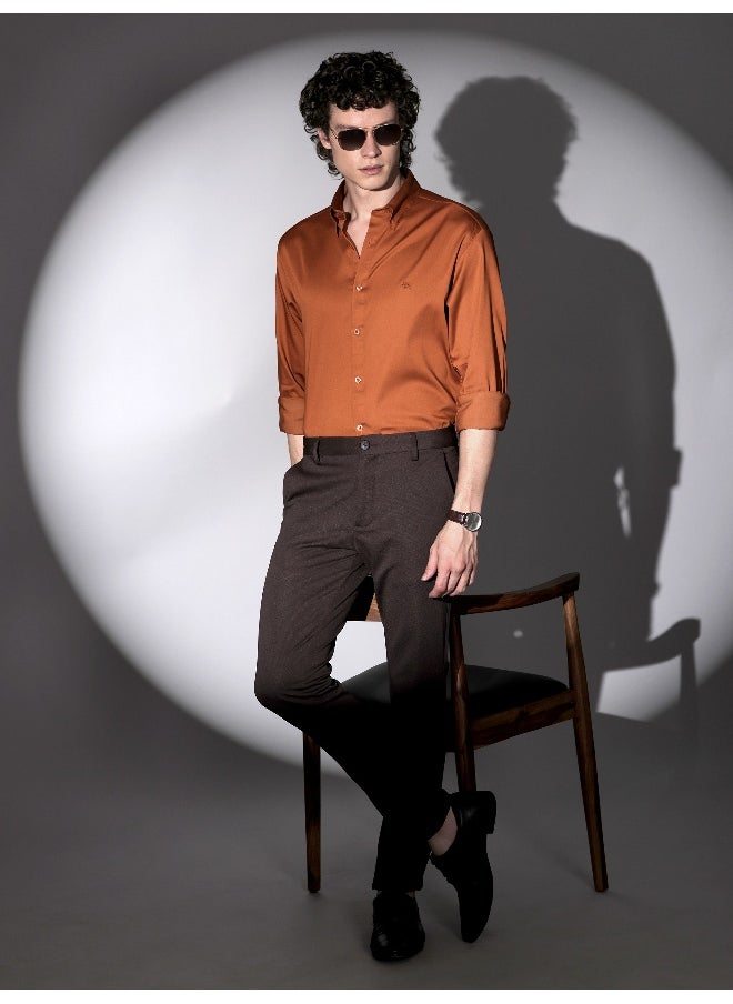 Beyoung - Rust Orange Satin Shirt - Image 1