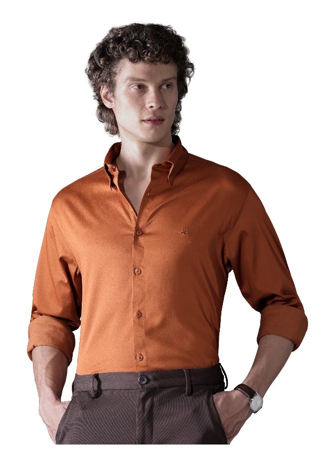 Beyoung - Rust Orange Satin Shirt - Image 1