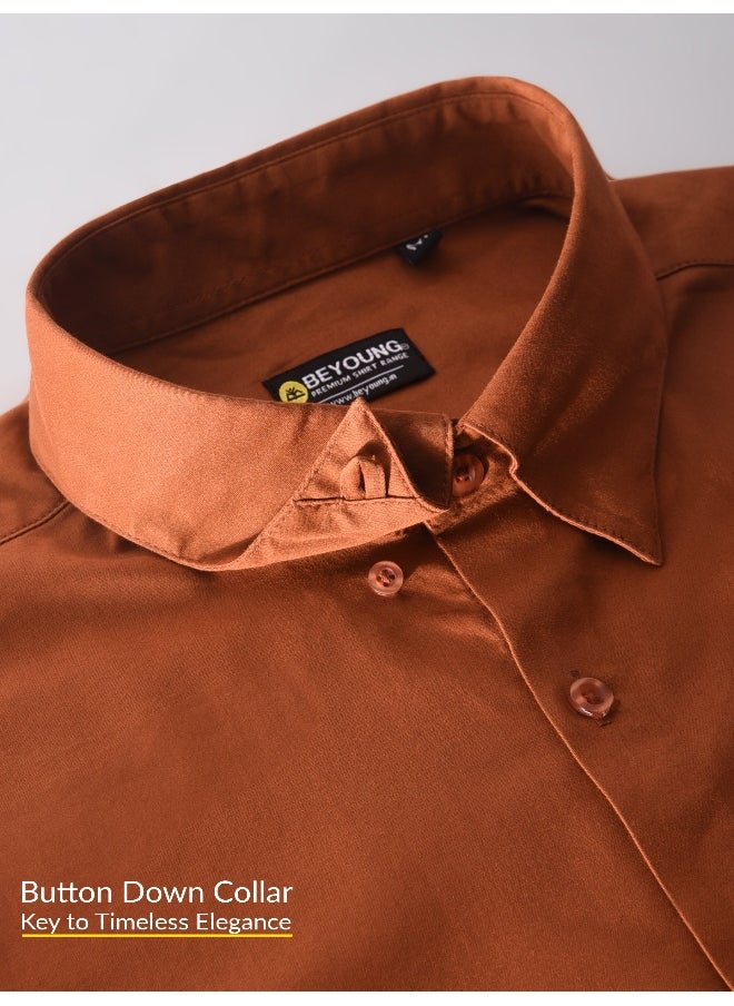 Beyoung - Rust Orange Satin Shirt - Image 1