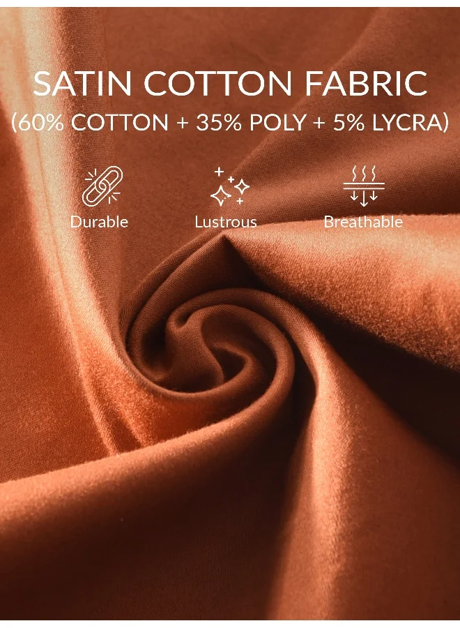 Beyoung Rust Orange Satin Shirt