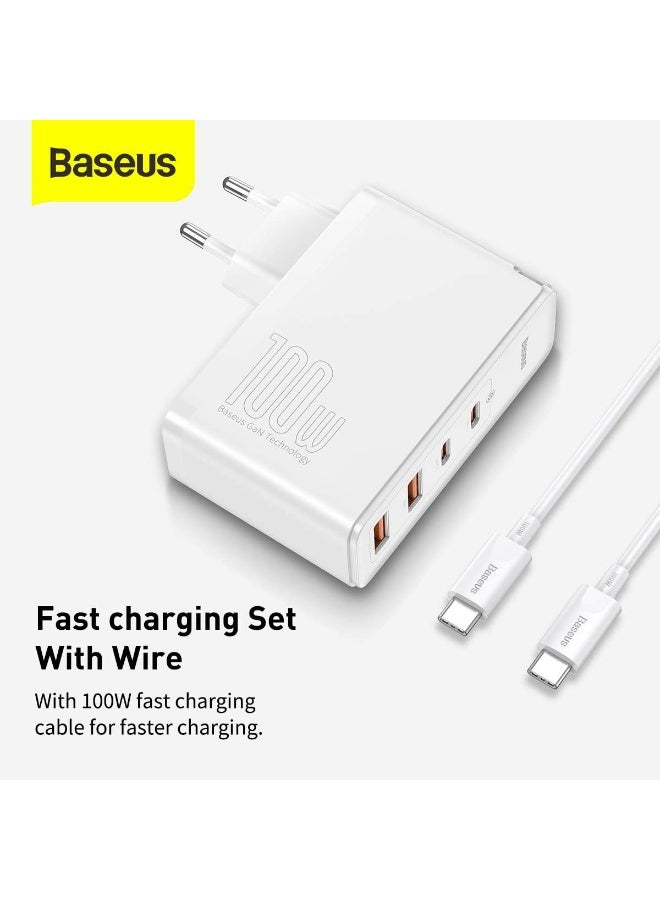 بيسوس شاحن سريع بيسوس GAN5 Pro بقوة 100 واط، 4 في 1 (2C+2U) متعدد المنافذ، قابس بريطاني - Image 5