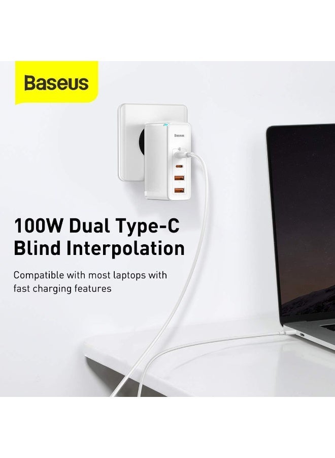 بيسوس شاحن سريع بيسوس GAN5 Pro بقوة 100 واط، 4 في 1 (2C+2U) متعدد المنافذ، قابس بريطاني - Image 2