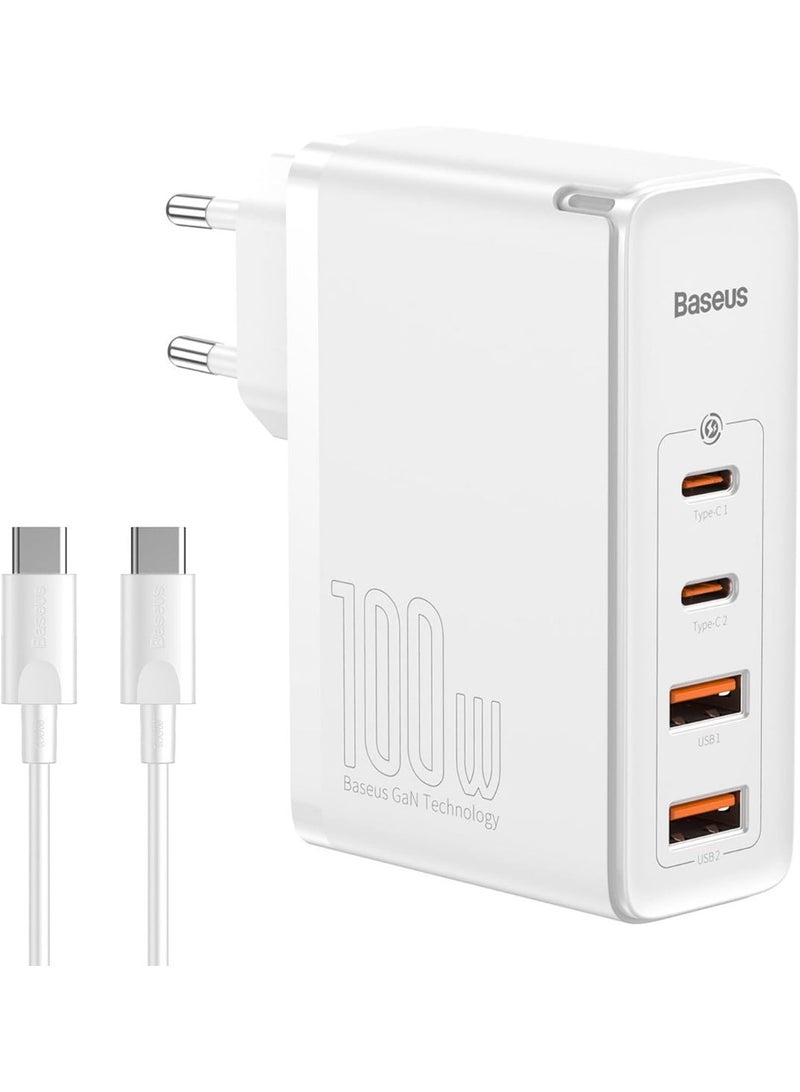 بيسوس شاحن سريع بيسوس GAN5 Pro بقوة 100 واط، 4 في 1 (2C+2U) متعدد المنافذ، قابس بريطاني - Image 1