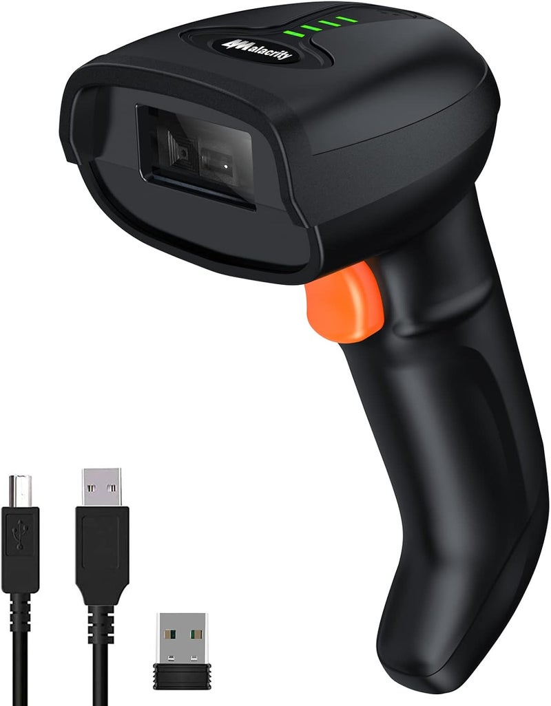 alacrity ماسح ضوئي لاسلكي بلوتوث من ، مسافة نقل 328 قدم، USB لاسلكي، قارئ باركود 1D CCD تلقائي، ماسح باركود محمول مع مستقبل USB للمتجر والسوبرماركت والمستودع - Image 1