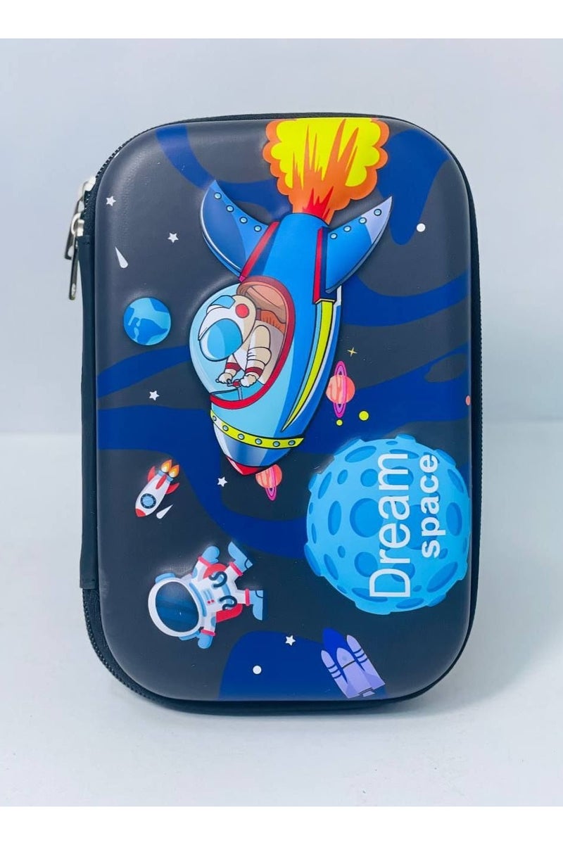 7-piece school supplies set (small and large astronaut pencil case, - 9 colored fluorescent pens - 2 erasable gel pens - felt tip pen + 12 dual-ended brush markers + small office stapler and pins + laser star sticker) - Image 4