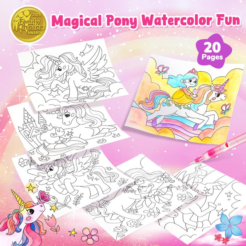JoyCat Paint with Water Coloring Books for Toddlers, Watercolor Painting Sets for Kids Ages 3-5 4-8, Arts and Crafts Drawing Activities Toy Birthday Easter Gifts for Boys Girls (Magical Pony) - Image 2