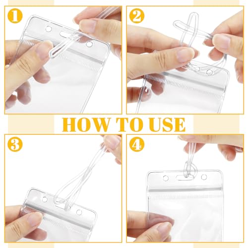 WYOMER 24 Pieces Plastic Luggage Bag Tag Holder Badge Label Tag Holder Clear ID Card Holder with 24 Pack Luggage Tag Loop Straps for Office Business Travel Supplies - Image 4
