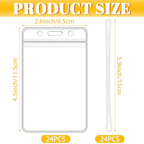 WYOMER 24 Pieces Plastic Luggage Bag Tag Holder Badge Label Tag Holder Clear ID Card Holder with 24 Pack Luggage Tag Loop Straps for Office Business Travel Supplies - Image 2