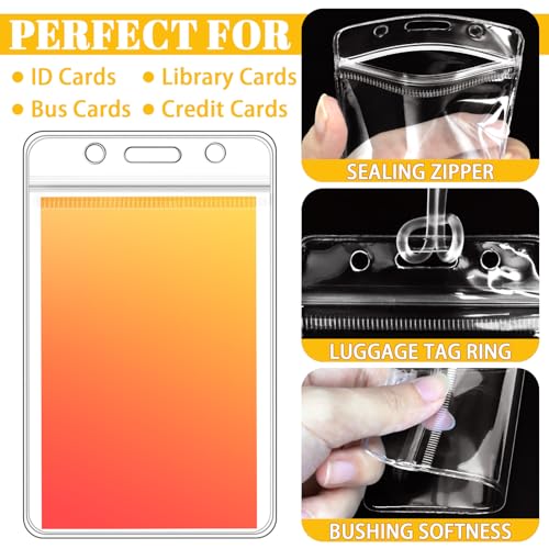WYOMER 24 Pieces Plastic Luggage Bag Tag Holder Badge Label Tag Holder Clear ID Card Holder with 24 Pack Luggage Tag Loop Straps for Office Business Travel Supplies - Image 3