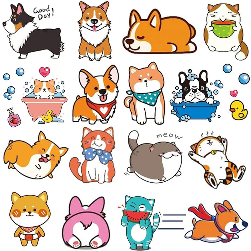 Ooopsiun Ooopsiun Dog and Cat Temporary Tattoos for Kids,14 Sheets Cute Dog Cat Birthday Party Supplies Favors Fake Tattoos Art Craft for kids Boys Girls