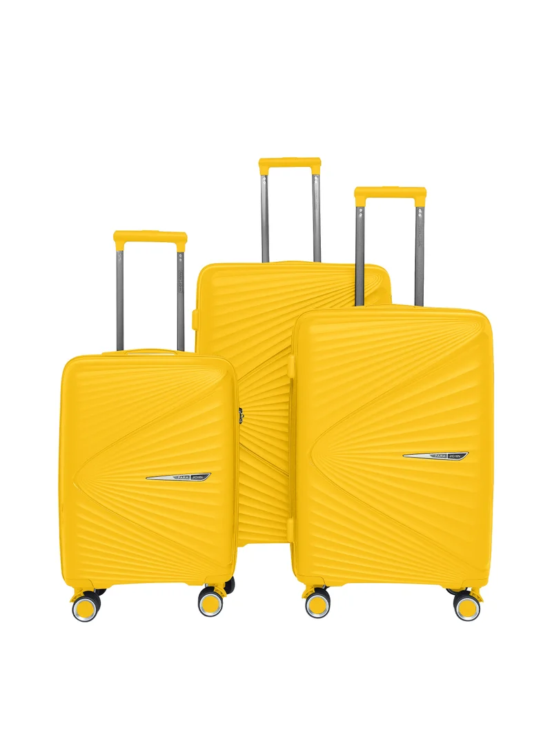 PARAJOHN Luggage Sets 3 Piece With Trolley Set With Lightweight Polypropylene Shell 8 Spinner Wheels For Travel Yellow