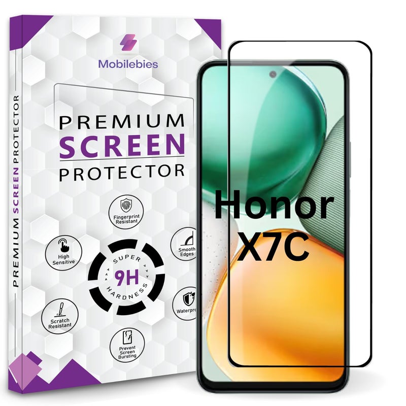 Mobilebies Premium Tempered Glass Screen Protector Guard For Honor X7C 5G (6.77 Inch, Pack of 1) | Edge to Edge Coverage With Easy to installation kit - Image 1