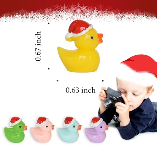 Yuronam 70 Pcs Tiny Christmas Ducks Mini Resin Ducks Miniature Ornaments for Slime Dollhouse Garden DecorationChristmas Hat Mixed Duck - Image 5