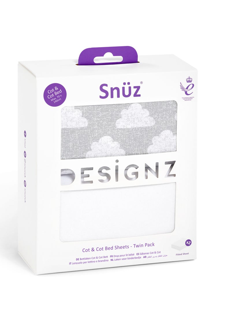 Snuz - Snuzpod Cot And Cot Bed Fitted Sheet Pack Of 2 - Cloud Nine 140 X 1 X 70 Cm Super Soft Jersey Cotton - Image 1