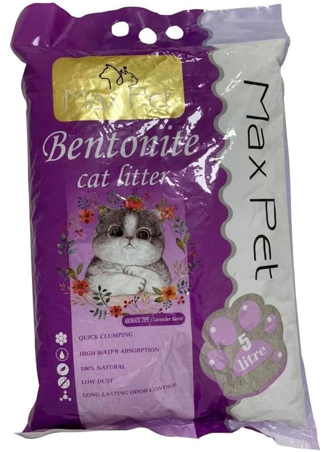 Max Pet Natural Calcium Bentonite Cat Litter [5L-Levendor] - 99% Pure, with Sodium Nitrogen Carbonate and Fragrance Pack of 2 