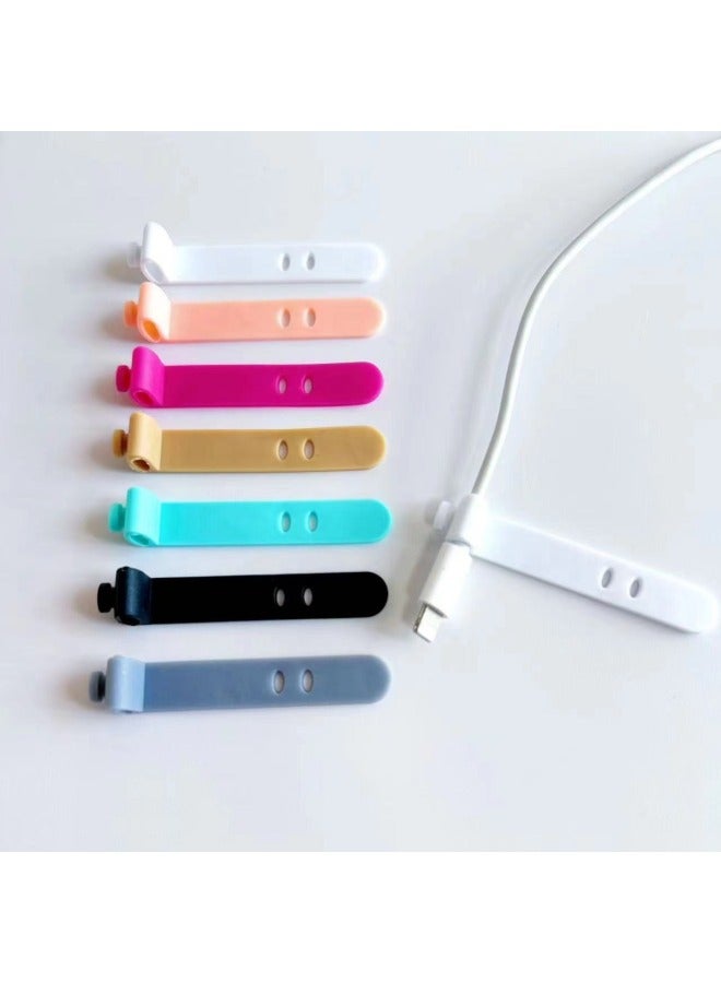 Loquat 3 Hole Anti-lost Earphone Soft Tape Data Cable Protective Cover Silicone Tape Organiser Wire Tie Storage Belt-Color:Orange Red (73mm Three Hole Oval Buckle) - Image 3