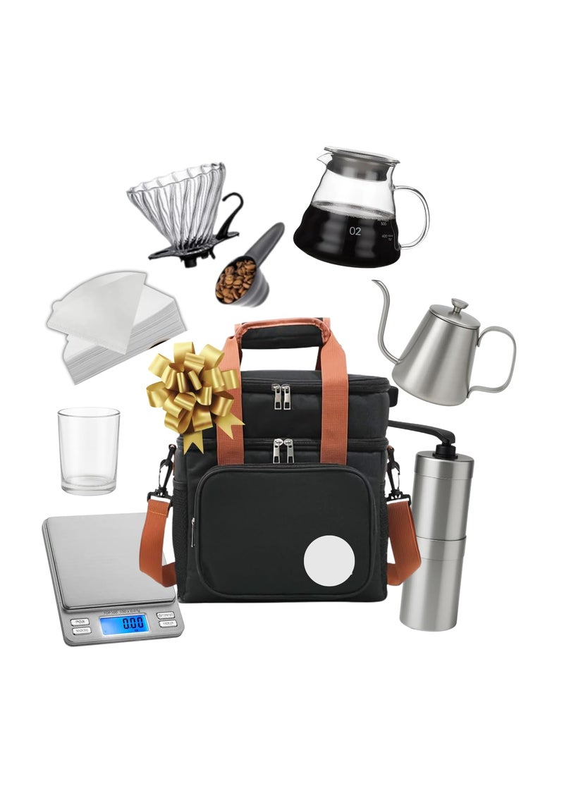 DOPPIO Premium Pour Over Coffee Maker Set – 8-Piece Home Barista Kit with Gooseneck Kettle, Dripper, Filter & Travel Bag | Manual Brewing Set for Fresh & Flavorful Coffee Anywhere - Image 1