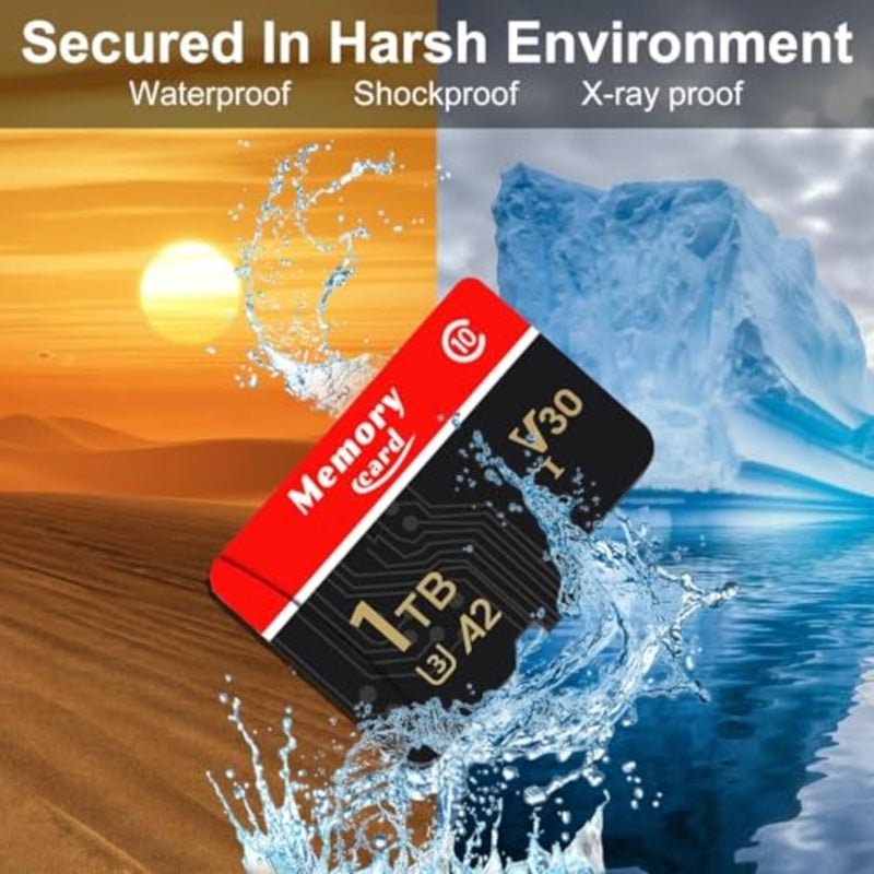 استخدام الطائرة بدون طيار/الكاميرا/كاميرا داش، بلاستيك، أسود، بطاقة TF سعة 1024 جيجابايت مع UHS-I، حتى 100 ميجابايت/ثانية، C10/U3/A2/V30، دعم فيديو 4K UHD، يتضمن محول - Image 2