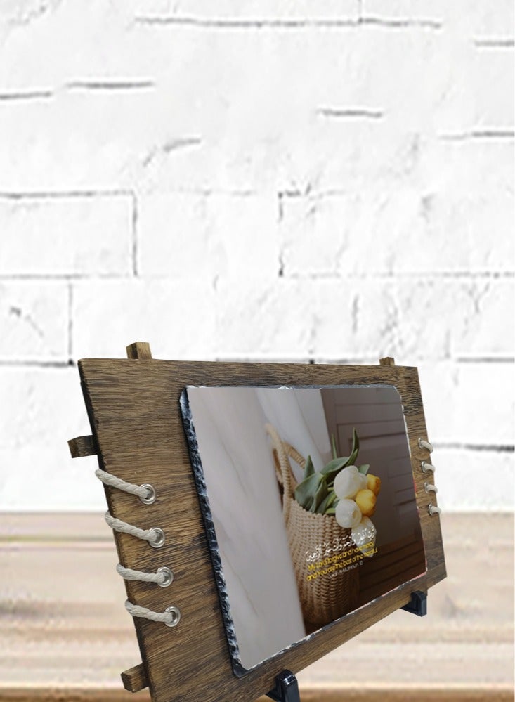 Service Zone Protective Printed White Rectangle Shape Marble Photo Frame for Table Top Quaran Aayat  - Image 3
