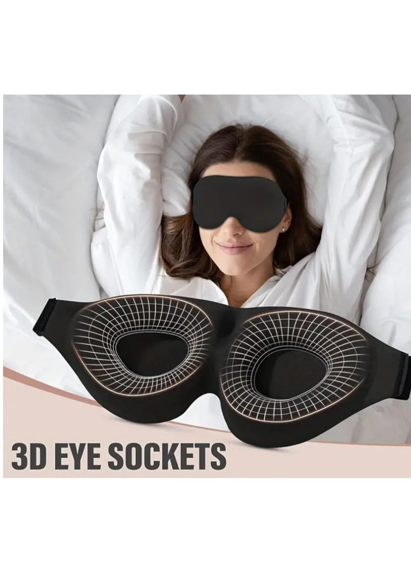 Flushrenic Sleep Eye Mask for Men Women, 3D Contoured Cup Sleeping Mask & Blindfold, Concave Molded Night Sleep Mask, Block Out Light, Soft Comfort Eye Shade Cover for Travel Yoga Nap (Black)  - Image 2