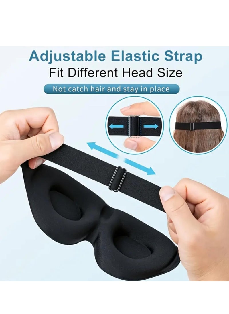 Flushrenic Sleep Eye Mask for Men Women, 3D Contoured Cup Sleeping Mask & Blindfold, Concave Molded Night Sleep Mask, Block Out Light, Soft Comfort Eye Shade Cover for Travel Yoga Nap (Black)  - Image 3