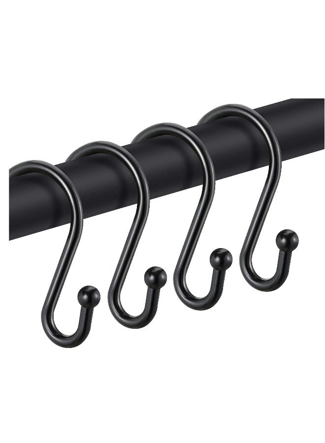 Black Shower Curtain Hooks, Metal Rust Resistant Shower Rings Decorative, S Shaped ​Hooks Hangers for Bathroom Curtains,Clothing,Towels(12 PCS) - Image 1