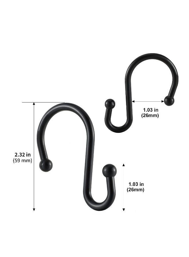 Black Shower Curtain Hooks, Metal Rust Resistant Shower Rings Decorative, S Shaped ​Hooks Hangers for Bathroom Curtains,Clothing,Towels(12 PCS) - Image 3