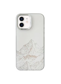 For iPhone 12 2 in 1 Aurora Electroplating Frame Phone Case(Snowy Mountains White)