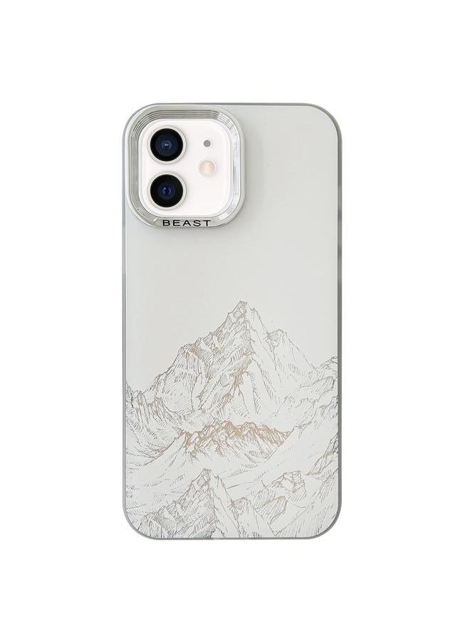 erorex - For iPhone 12 2 in 1 Aurora Electroplating Frame Phone Case(Snowy Mountains White) - Image 1