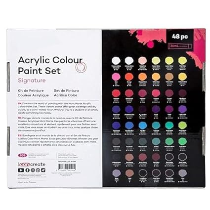 SCHMIDT Acrylic Paint Set, Perfect for Canvas, Wood, Fabric, Leather, Cardboard, Paper, MDF and Crafts 48 Colours 36ml Multicolour - Image 3
