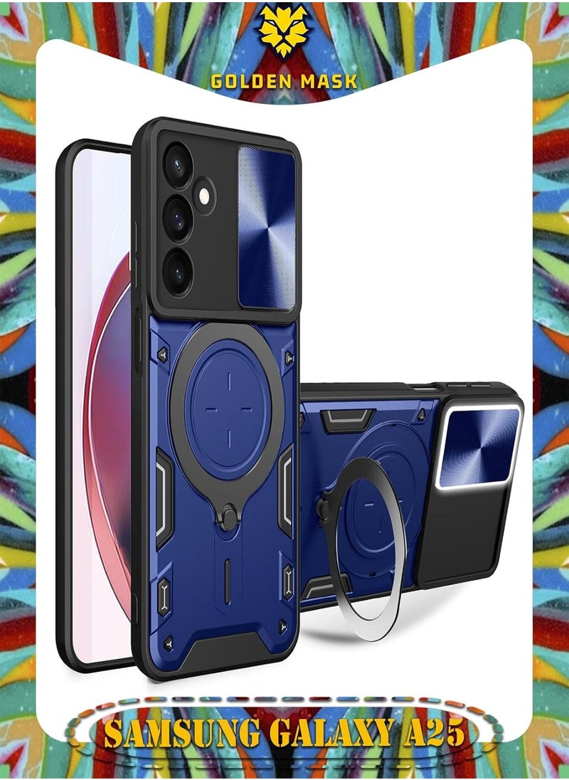 GOLDEN MASK - GOLDEN MASK For Samsung Galaxy A25 Armored Camera Shield Cover Camera Lend Protection, Built-in 360° (Blue) - Image 1
