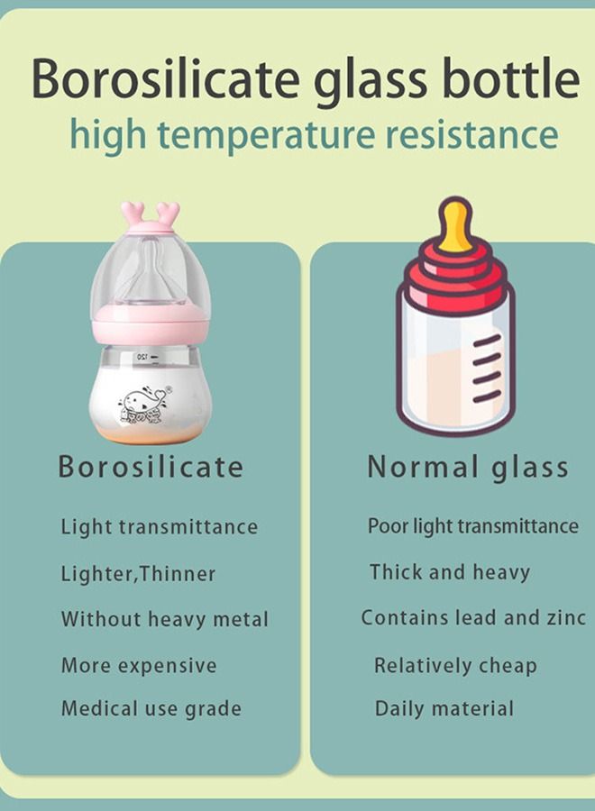 Bibi 120ml Baby Feeding Bottle Borosilicate Glass Food Grade Silicone  Milk Bottle - Image 5