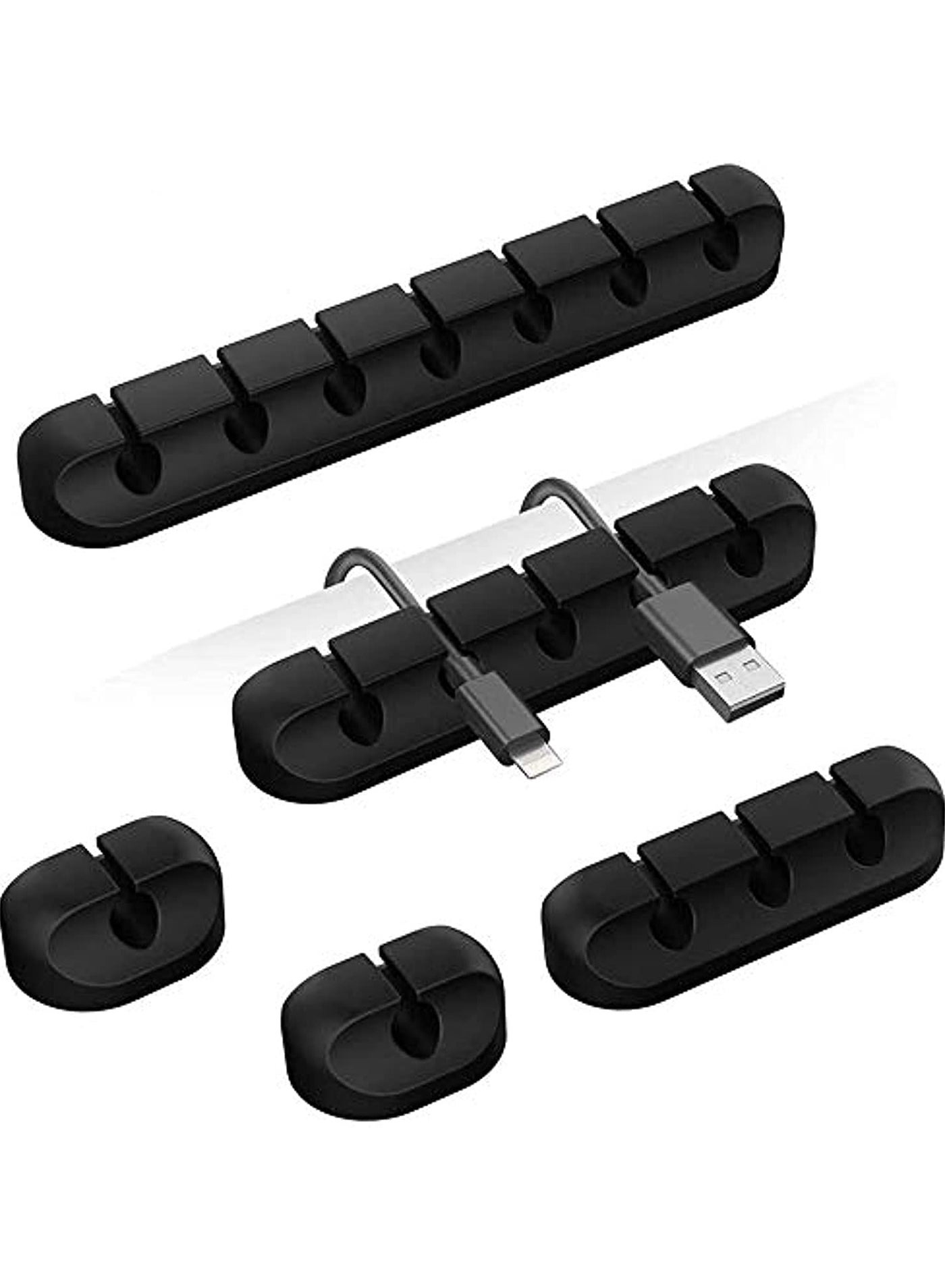 VIUAUAX Cable Management Clips For Power Cord,Cable Organizer Clips Cord Holder, Adhesive Organizer Multiple Cord,5 Packs Self Adhesive Cable Management for USB Cable/Power Cord/Wire, Car and Desk, Ho